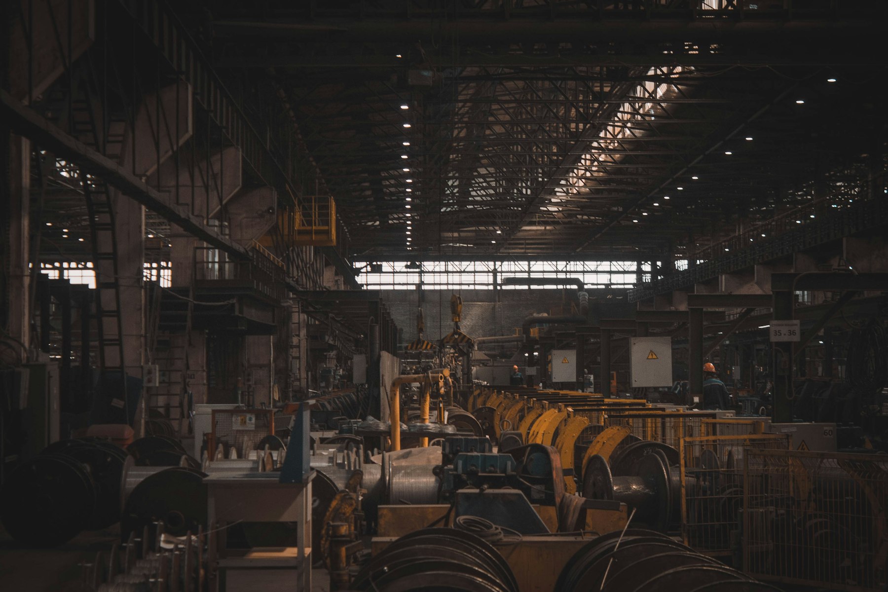 A machinery hall in a manufacturing plant